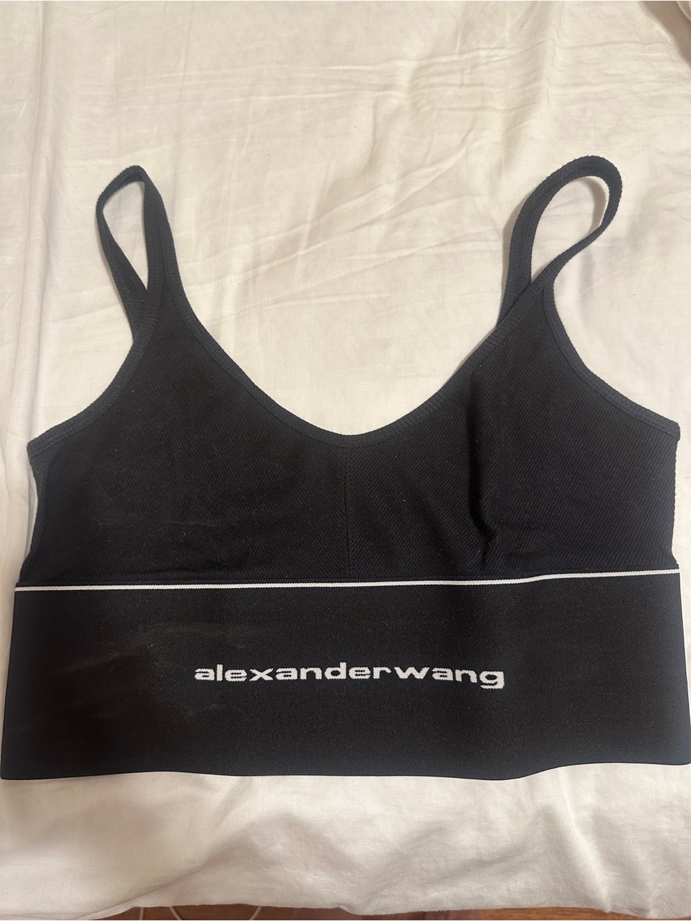Alexander Wang Black and White Logo Crop Bralette